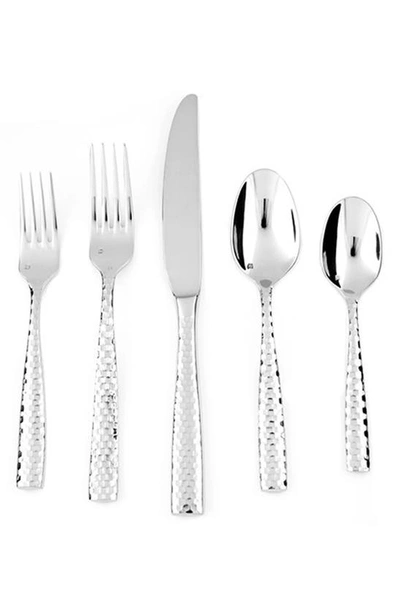 Shop Fortessa Lucca Faceted 20-piece Flatware Set In Silver