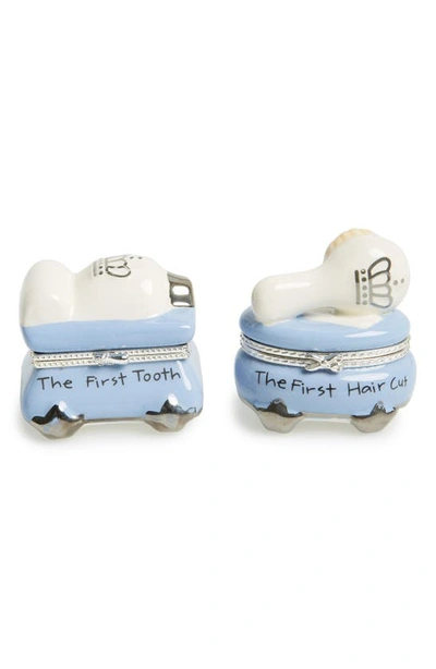Shop Mud Pie 'prince' First Tooth & Curl Treasure Box Set In Blue
