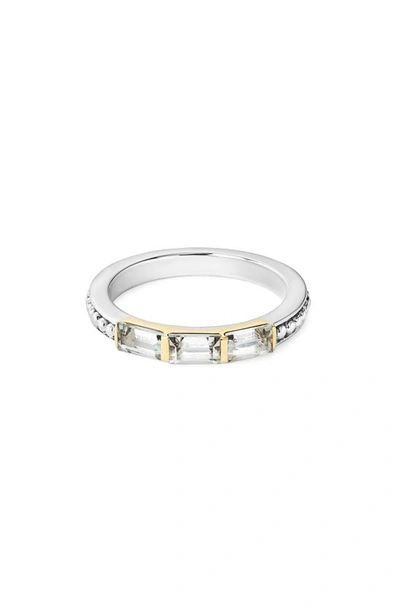Shop Lagos Gemstone Baguette Stackable Ring In Silver/ 18k Gold/ White Topaz