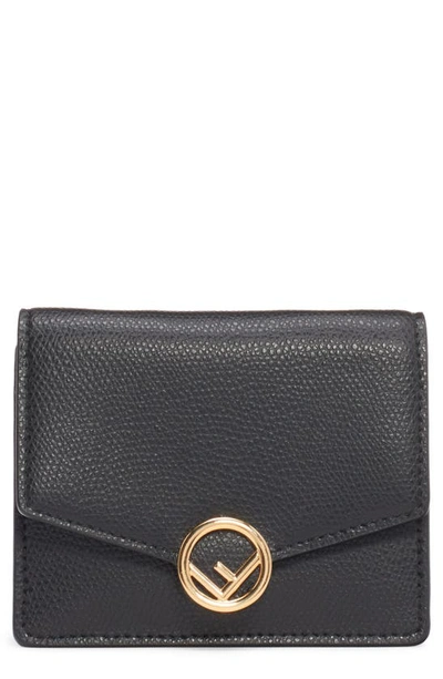 Shop Fendi Leather Wallet On A Chain In Nero/ Oro Soft