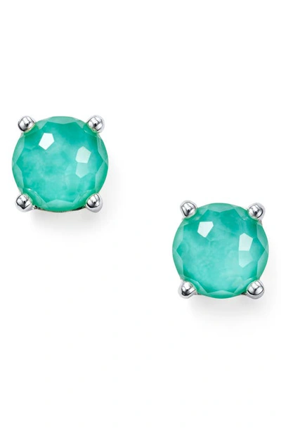Ippolita Sterling Silver Rock Candy Turquoise & Clear Quartz Crystal Doublet Stud Earrings In Turquoise