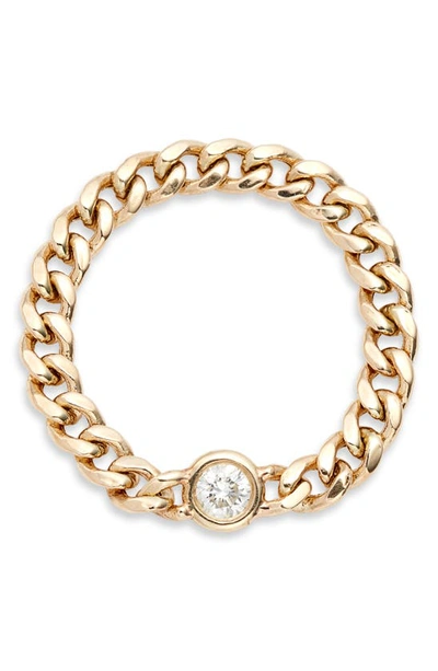 Shop Zoë Chicco Diamond Curb Chain Ring In Yellow Gold/ Diamond
