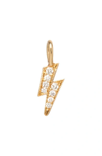 Shop Zoë Chicco Diamond Pave Lightening Bolt Charm In Yellow Gold