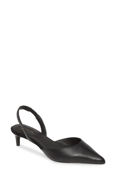 Shop Allsaints Mia Pointed Toe Pump In Black Leather