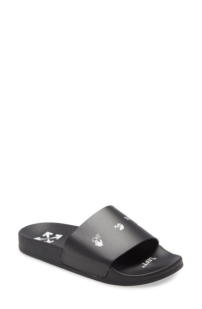 Shop Off-white Swimming Man Logo Slide Sandal In Black