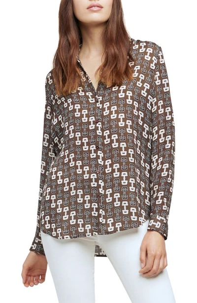 Shop L Agence Nina Buckle Print Silk Blouse In Carafe/ Ivory Buckle