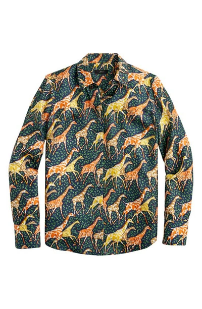 Shop Jcrew Collection Silk Twill Shirt In Spiced Saffron Multi