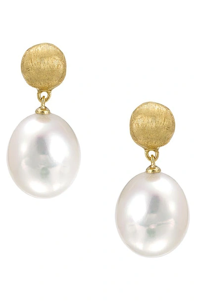 Shop Marco Bicego Africa 18k Yellow Gold & Pearl Small Drop Earrings In 18kt G