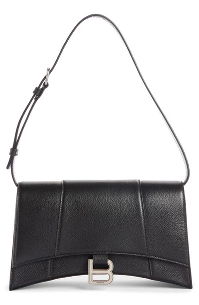 Shop Balenciaga Small Hourglass Sling Leather Shoulder Bag In Black
