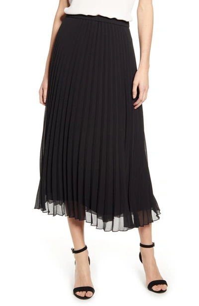 Shop Anne Klein Pleated Midi Skirt In Anne Black