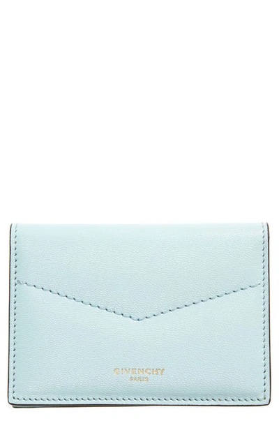 Shop Givenchy Leather Card Holder In Acqua Marine