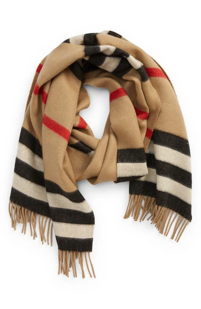 Burberry Icon Stripe Jacquard Cashmere Scarf In Archive Beige | ModeSens