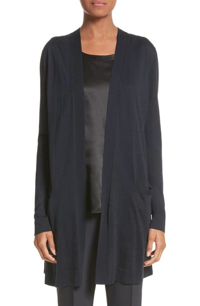 Shop Lafayette 148 Velvet Back Cardigan In Ink