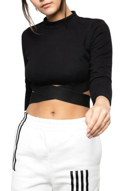Shop Absence Of Colour Finna Long Sleeve Crop Top In Black