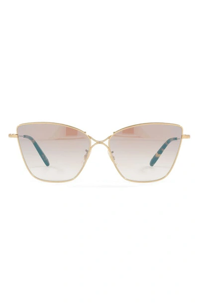 Shop Oliver Peoples Marlyse 60mm Butterfly Sunglasses In Gold/ Soft Tan Gradient Mirror