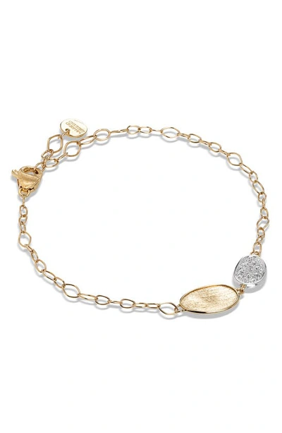 Shop Marco Bicego Lunaria 18k Yellow Gold And Diamond Petite Double Leaf Bracelet In White Gold/ Yellow Gold