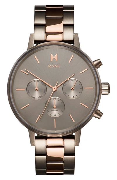 Shop Mvmt Nova Chronograph Bracelet Watch, 38mm In Rose Gold/ Titanium/ Taupe
