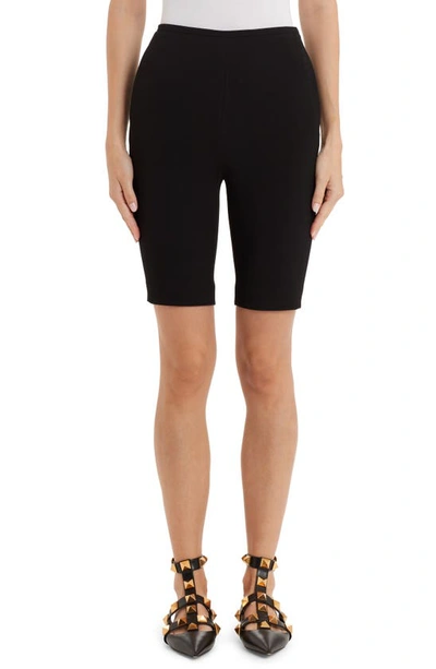 Shop Valentino Stretch Crepe Bermuda Shorts In Black