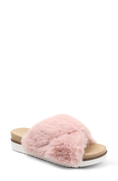 Shop Kensie Daine Faux Fur Slide Slipper In Mauve Faux Fur