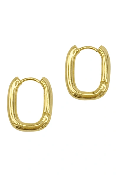 Adornia Tarnish Resistant 14k Gold Plated Rectangle Hoop Earrings In Yellow