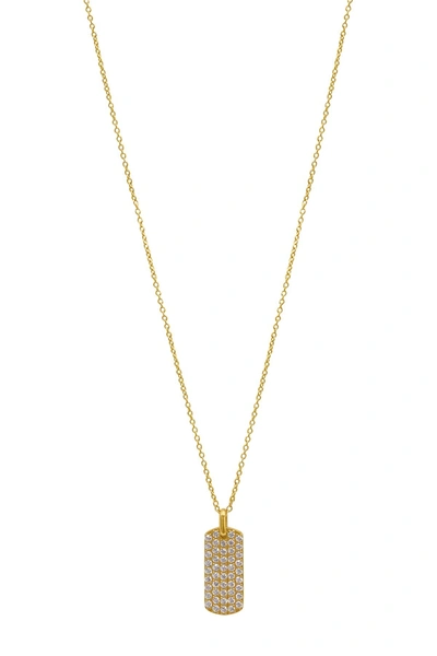 Shop Adornia 14k Gold Plated Pavé Crystal Dog Tag Pendant Necklace In Yellow