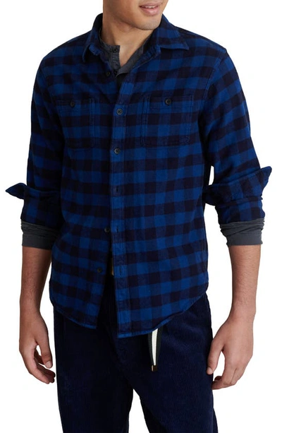 Shop Alex Mill Buffalo Check Button-up Flannel Shirt In Indigo