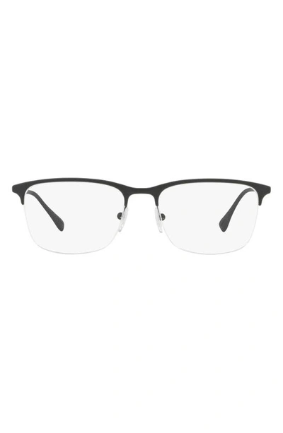 Shop Prada 55mm Rectangle Optical Glasses In Black Rubber