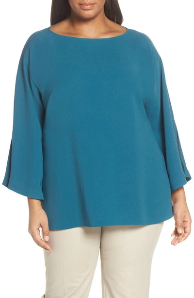 Shop Lafayette 148 Reanna Finesse Crepe Blouse In Pacific