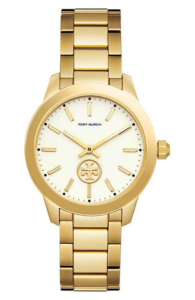Shop Tory Burch Collins Bracelet Watch, 38mm In Gold/ Ivory/ Gold