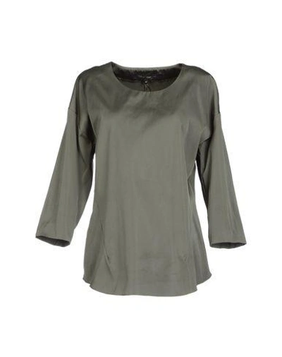 Shop Ter Et Bantine Solid Color Shirts & Blouses In Dark Green