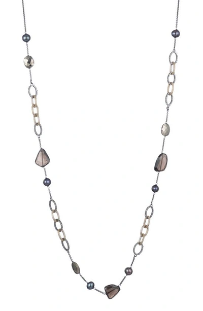 Shop Alexis Bittar Crystal Encrusted Mesh Chain Link Station Necklace In Gold
