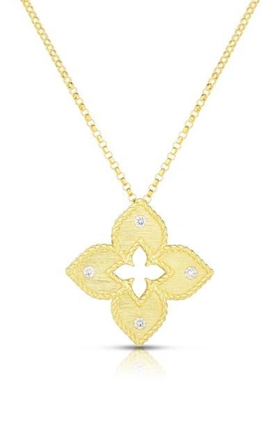 Shop Roberto Coin Venetian Princess Diamond Pendant Necklace In Yellow Gold