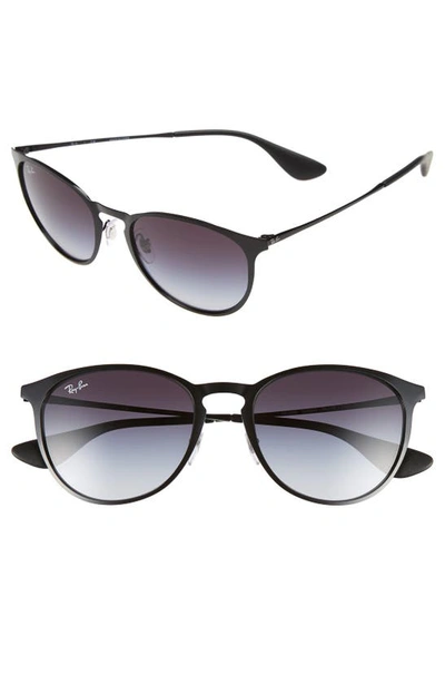 Shop Ray Ban Erika 54mm Round Sunglasses In Black