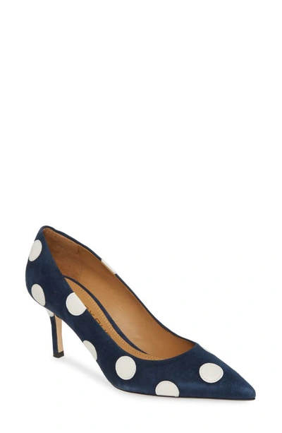 Shop Tory Burch Penelope Pointed Toe Pump In Perfect Navy / New Ivory
