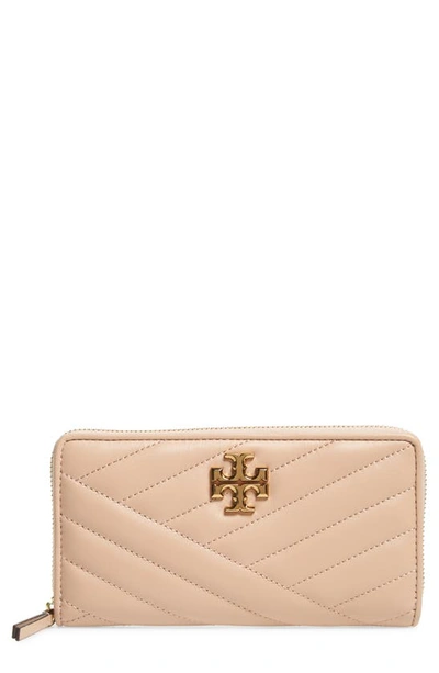 Tory Burch Kira Chevron Quilted Zip Leather Continental Wallet In Devon Sand  | ModeSens