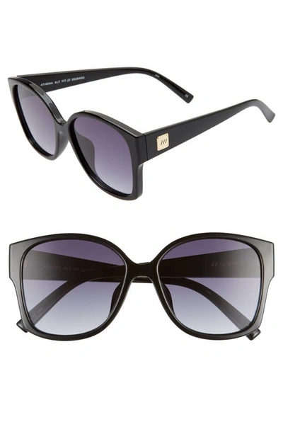 Shop Le Specs Athena 56mm Special Fit Oversized Sunglasses In Black/ Smoke