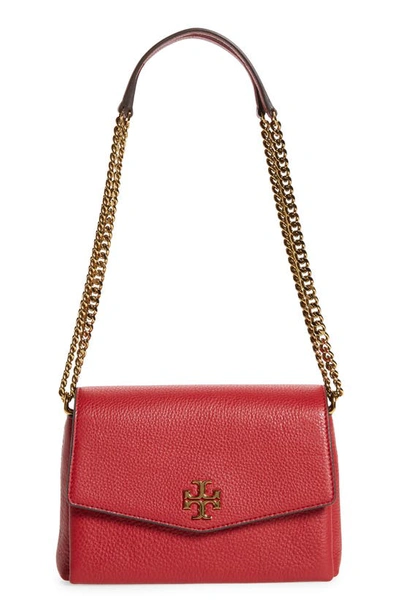 Shop Tory Burch Small Kira Leather Convertible Crossbody Bag In Redstone