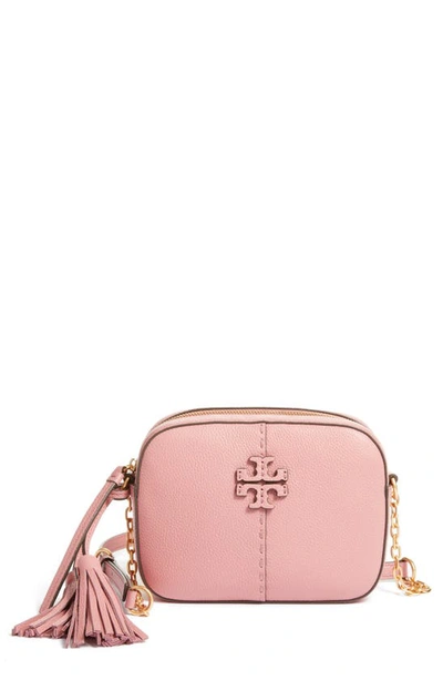 Shop Tory Burch Mcgraw Leather Camera Bag In Pink Magnolia
