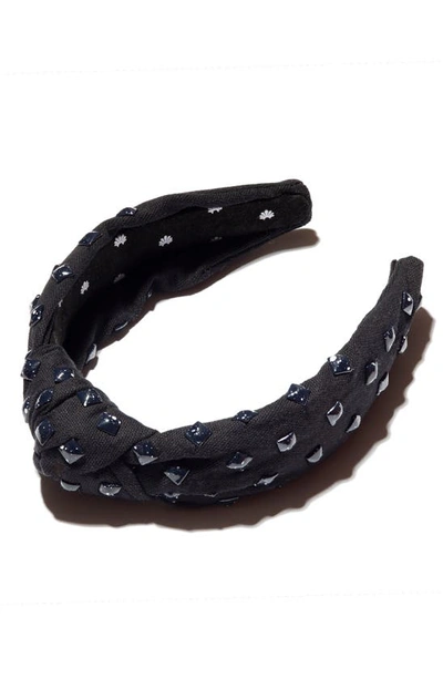 Shop Lele Sadoughi Studded Knotted Headband In Jet Splatter