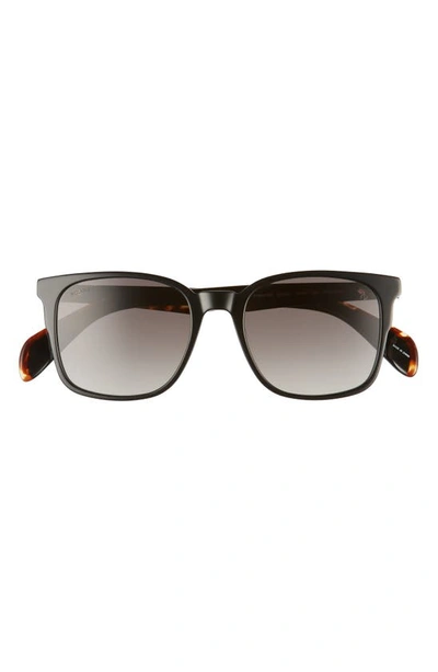 Shop Rag & Bone 52mm Polarized Rectangular Sunglasses In Black/ Grey