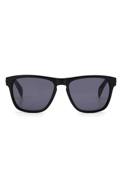 Shop Rag & Bone 56mm Rectangular Sunglasses In Black/ Grey Blue