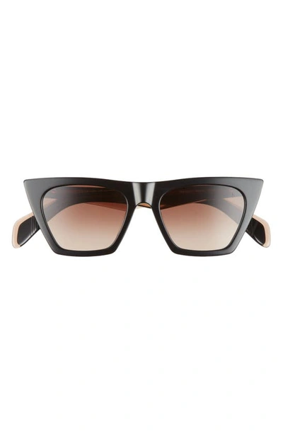 Shop Rag & Bone 51mm Cat Eye Sunglasses In Black Beige/ Brown Gradient
