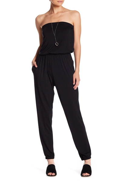 Shop Go Couture Kaitlyn Strapless Jumpsuit In Black