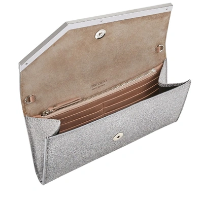 EMMIE Silver Fine Glitter Leather Clutch Bag