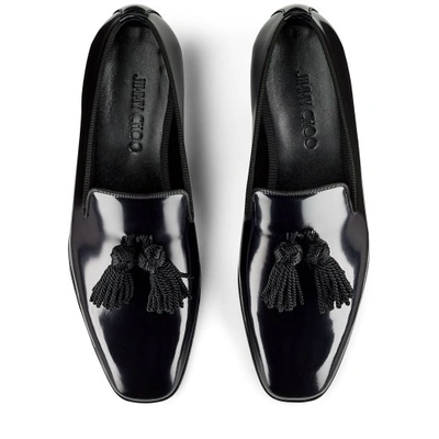 Jimmy Choo Tassels Polished Leather Loafers, Black In Black
