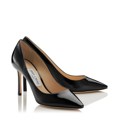 ROMY 85 Black Patent Leather Pointy Toe Pumps