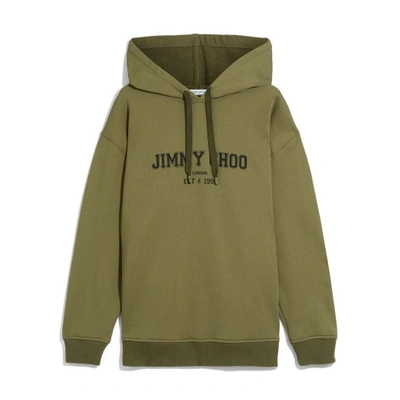 Shop Jimmy Choo Jc College-hoodie In S822 Military Olive/black