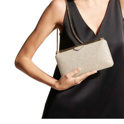 Jimmy Choo Ellipse Glitter Clutch - Beige In Platinum Ice