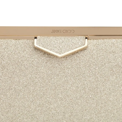 Jimmy Choo Ellipse Glitter Clutch - Beige In Platinum Ice