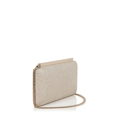 Jimmy Choo Ellipse Glitter Clutch - Beige In Platinum Ice